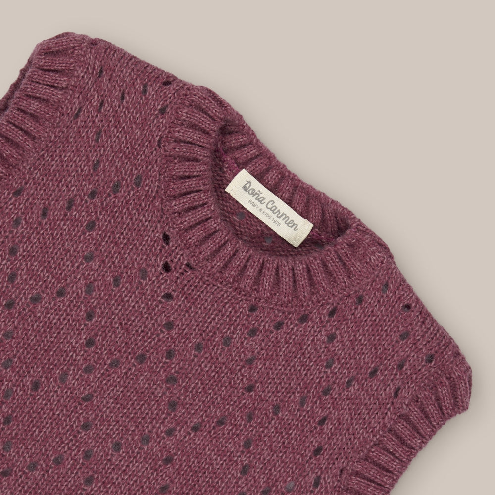 Girl's Aubergine Wool Vest
