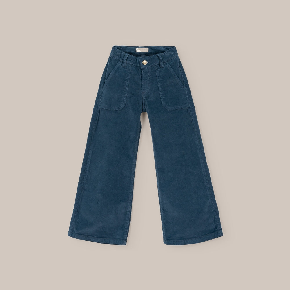 Pantalon Ancho Niña Cordouroy Azul