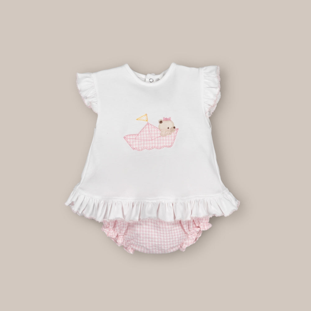 Rosa Papierboot-Baby-Set