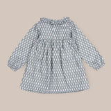 Girls' Dress with Green Diamond Nest Pattern