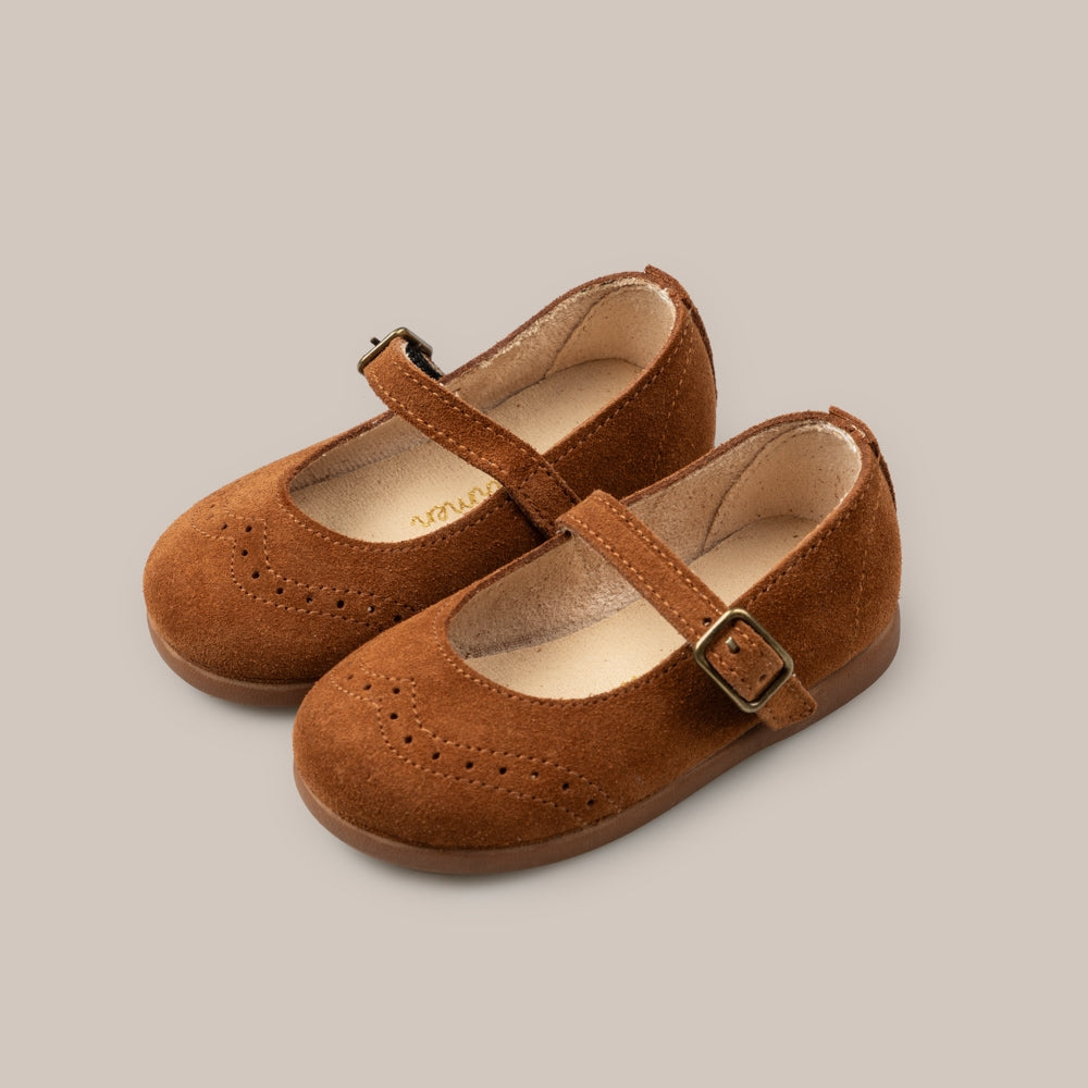 Mary Jane in pelle scamosciata color miele