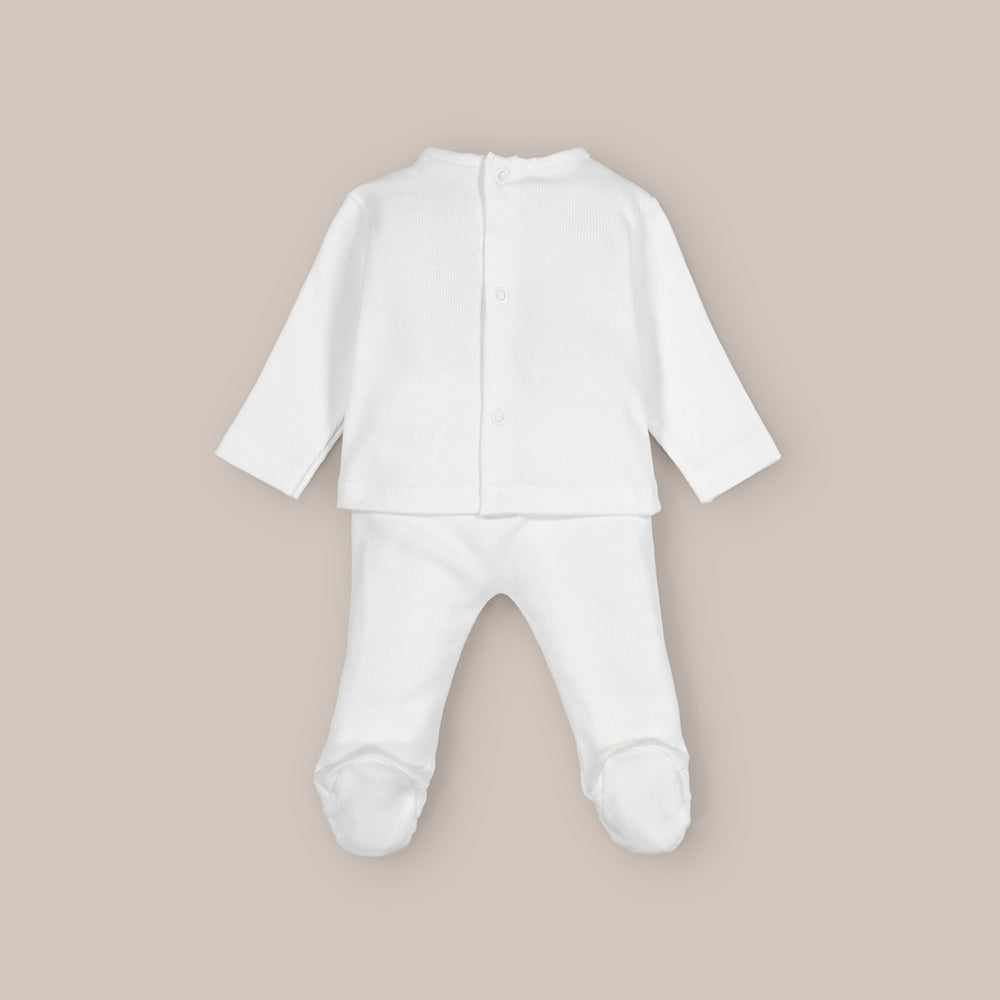 Conjunto Bebé 2 Piezas Polaina Rib Blanco