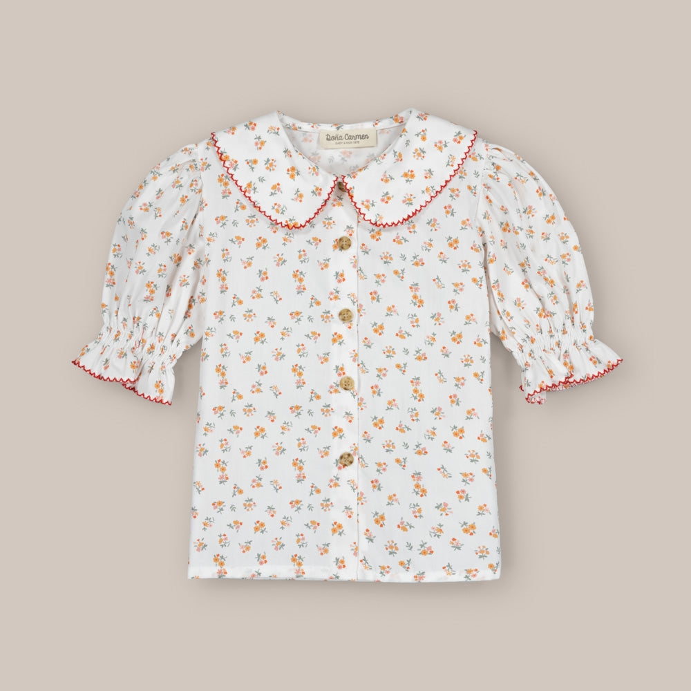 Granatapfel-Blumenbluse für Mädchen