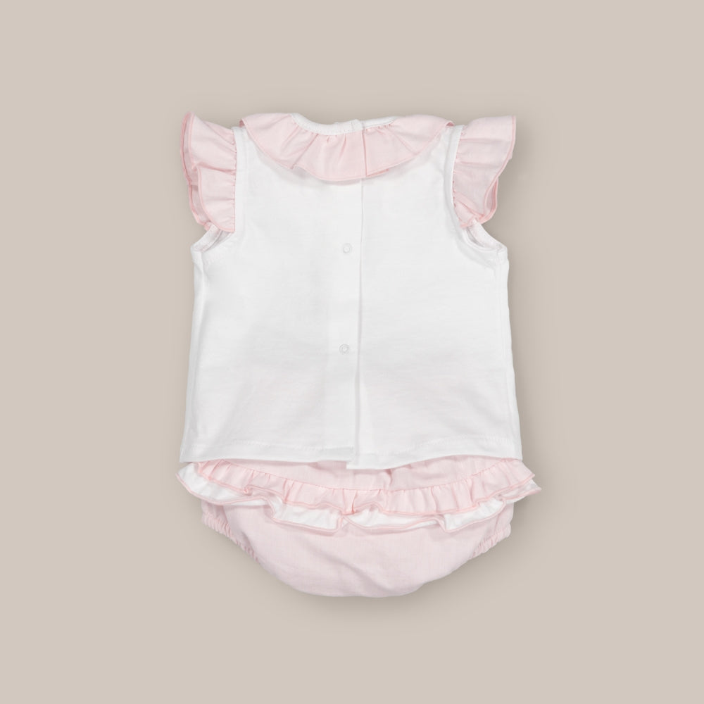 Conjunto Bebé Chambray Rosa